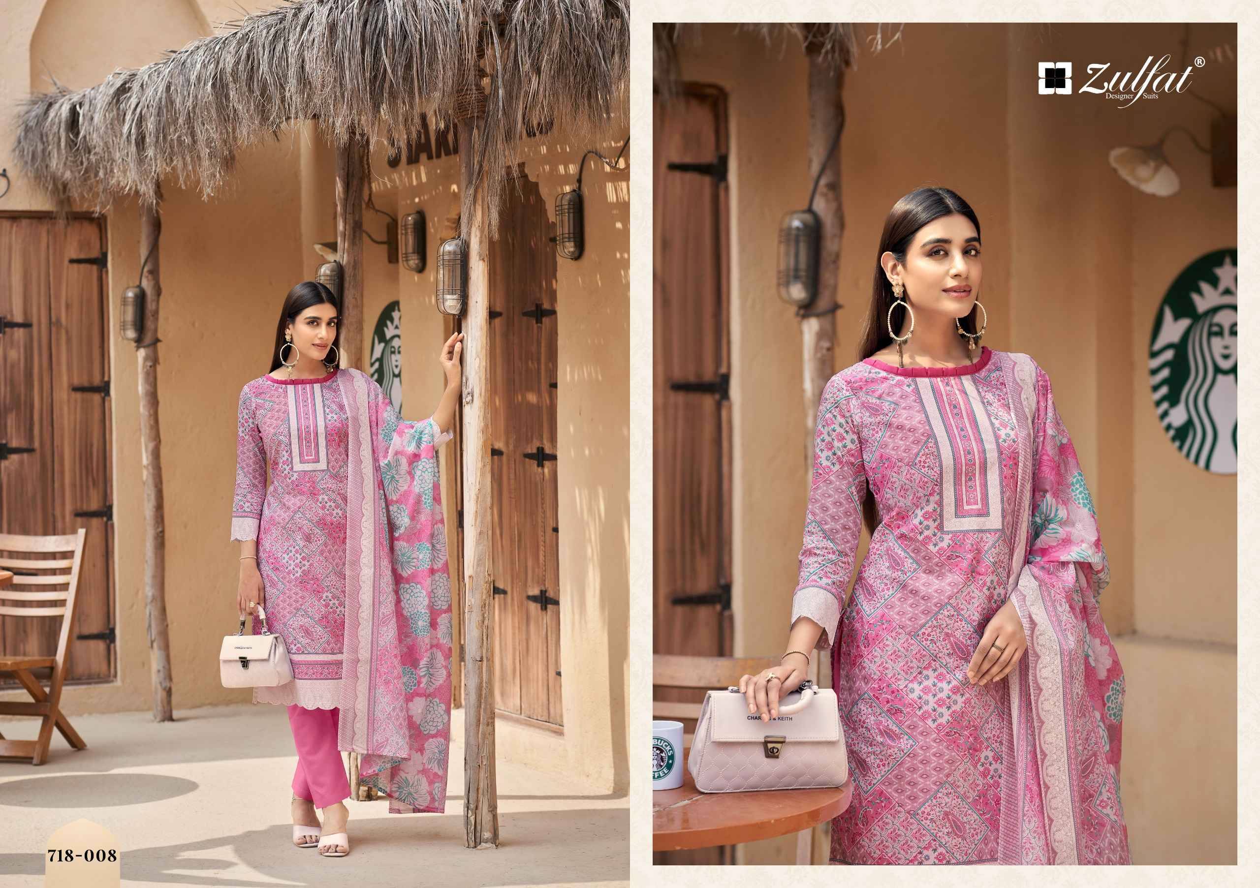 TANAIRA By Zulfat Designer Suits 718 Series Beautiful Stylish Festive Suits Fancy Colorful Casual Wear & Ethnic Wear & Ready To Wear Heavy Cotton Print Dresses At Wholesale Price